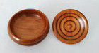 Antique Hand Turned Treenware Trinket Box Bowl W lid Black Ringed Interior