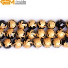Natural Black Onyx Agate Carved Buddhist Tibetan Mala Round Beads Free Shipping