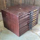 Vintage 8 Drawer Tin Watchmakers Cabinet Drawered Unit W  Faux Wood Grain