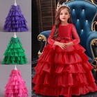 Flower Kids Girls Lace Princess Dresses Wedding Party Pageant Long Dress Gown