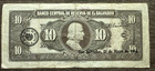 El Salvador Scarce Big Format Emision 1952 10 Colones Serie G