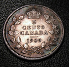 Old Canadian Coins 1909 Highgrade Canada Silver  Five Cents 5 C