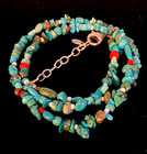 Sterling Silver 925 Turquoise Coral Beaded Necklace 16   -18    Jewelry Peyote Bird
