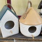 Ceramic Bird House Pair  New  With Jute Hanging Rope