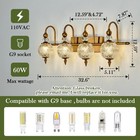 Vintage Bathroom Light Fixtures Gold Vanity Light With Glass Globe Lampshade    