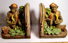 Vintage 1998 British Colonial Monkey Palm Trees Bananas Resin Book Ends Uptons