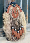 Scottish Handmade Fox Fur 5 Tassels Kilt Sporran Brown Leather Stag Head Badge