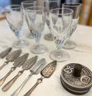 6 Vintage French Absinthe Glasses Heavy With Spoons And Coasters   Pod