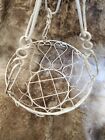 Rustic Hanging Planter Basket Antique Victorian Style Garden Plant Hanger White