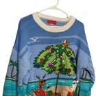 Blizzard Bay Ugly Christmas Sweater Large Sequin Santa Pullover Vacation Beach