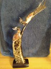 Pair Of Peacock Sculptures Carved Out Of Water Buffalo Horns 14   15 In  Tall