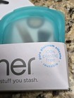 Stasher Silicone Pocket Food Grade Reusable Storage Bags Clear   Aqua 2 Pack New