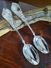 Pair Sterling Silver Knowles   Ladd Queen Pattern Tea Spoons  No Mono