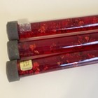 3 Vintage Red Lucite 8    Taper Decorative Candles Mcm Gold Flecks Wicks Gregorian