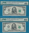 2- 50  1969-c Scarce  Philadelphia Consecutive  Frn  Pair Pmg 64epq