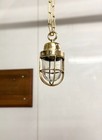 Pair Of 2 Old Brass Hanging Lights     Vintage Ceiling-mount Passage Lamps Fixture