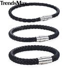 4 6 8mm Brown Black Braided Cord Rope Man-made Leather Bracelet Magnetic Clasp