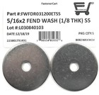  5  5 16 Id X 2 Od Stainless Steel Fender Washer Large Od  extra Thick 1 8   