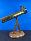 Vintage Janice Chesnik Signed Brass Kaleidoscope Wood Stand Double Wheel - As-is