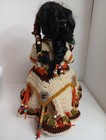 Vtg Native American Indian Doll Crochet Dress 15  Jewelry Stand Handmade