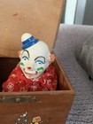 Antique German Wood Dovetailed Clown Jack In The Box