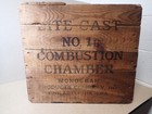 Vintage Large Industrial Wood Crate Box Case Lite-cast No  16 Combustion Chamber