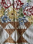 Vtg Finished Needle Point Basket Of Tulips Flowers 16x16 Cottagecore
