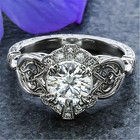 3ct Round Vintage Style Lab Created Diamond Ring 14k White Gold Finish Art Deco