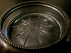 Vintage Glass Ashtray trinket ring Holder  Starburst Design  Silver Plated Rim