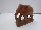 Vintage Hand Carved Medium  Dark Wood Elephant W  Tusks Great Detail 