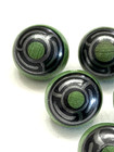 Vintage Set Of 6 Green Painted Wood Ball Buttons - 3 8   c10 