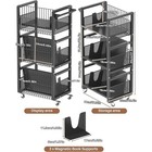 Double-sided Rolling Book Cart W  3-tier Storage   Magnetic Book Supports New