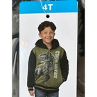 Nwt Jurassic World Boys 4t Sherpa Lined Zip Hoodie T-rex Dinosaur Olive Green 4t
