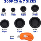 200 Pieces Closed Rubber Grommet Firewall Solid Closed Hole Plug Assortment Kit