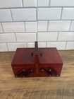 Wooden Expandable Sewing Box Storage Basket With Handle  Tiered Craft Organizer