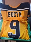 Johnny Bucyk - Signed Jersey With Jsa Coa    hof 1981    Inscription - Bruins