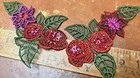 Embroidered Appliques Flower Sequins Glass Beads 3x4 3 4  Layered Hand Sewn 1pc