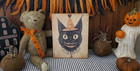 Retro Folk Steampunk Gothic Primitive Vintage Style Halloween Witch Cat  Sign
