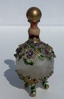 Vintage Versailles Perfume Bottle Bejeweled Filagree And Gold Toned Top In Box