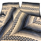 Mexican Baja Serape Poncho White Blue Gray Fringe Knit 50 x33  Beach Festival