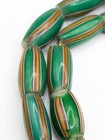 22    Antique Venetian Watermelon African Trade Bead Strand W  Two Chevron Beads
