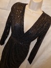 Bnwot Gorgous Black Sequin Long Sleeve Party Evening Cocktail Dress Size S Uk 8