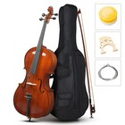 4 4 Full Size Beginner Solid Spruce Top Acoustic Cello Set - Bag Bow Natural