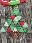 Handmade Quilted Patchwork Christmas Tree Wall Hanging With Jingle Bells Vintage