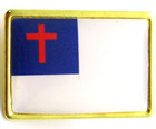 Christian Flag Lapel Pin Gold Tone Religious Cross Church Enamel