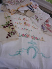  c Vintage Lot Of 22 Embroidery  linens Pillow Cases Doilies Tablecloths