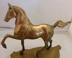 Vintage Brass Horse Statue -chinese Characters Engraved On Base
