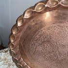 Antique Copper Tray Charger Patina Large 14   round Hammered Middle Eastern Vgc