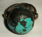 Huge Vintage Navajo Turquoise Sterling Silver Ring Unique Setting Size9 3 4 Vafo