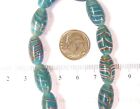 Antique Mint Green Feather African  Trade Beads   15 Pc  Read    T4043